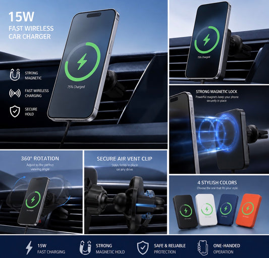 MagGrip™ Wireless Charger & Phone Mount